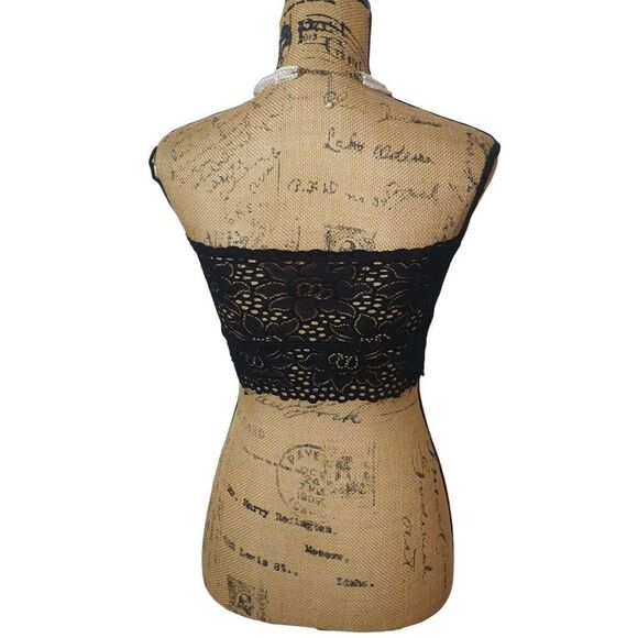 No Boundaries Womens Bandeau Bralette Medium Black Lace Lightly Padded - Picture 3 of 5